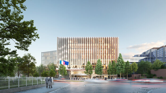 Tribunal Bobigny – SRA Architects + Hootsman  – Dusk Front